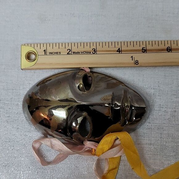 Vintage Solid Brass Set Of Theater Mask - Picture 7 of 8